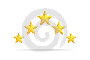 Star rating 3d rendering design. 5-star rate icon. Feedback concept.