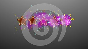 Star rating illustration with golden sparkles