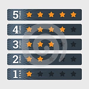 Star rating signs in flat style with numbers.