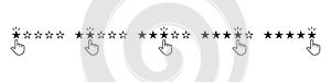 Star rating vector icons set. Customer reviews. One, two, three, four and five star rating symbol