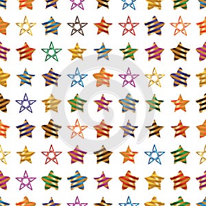 Star ribbon stripe colorful symmetry seamless pattern