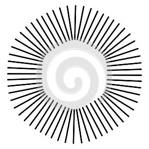 Star, round element, halftone rays isolated on white background.