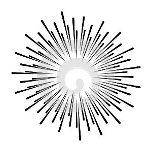 Star, round element, halftone rays isolated on white background.