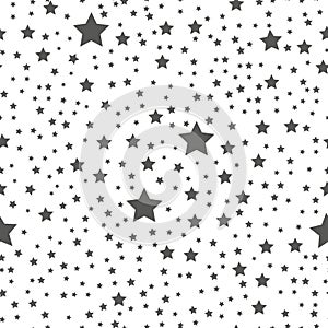 Star seamless pattern. Black and white retro background. Chaotic elements. Abstract geometric shape texture. Effect of
