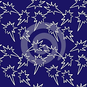 Star seamless pattern. Grunge vector dry brush illustration.