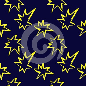 Star seamless pattern. Grunge vector dry brush illustration.