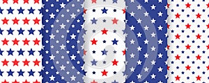 Star seamless pattern. Vector illustration.  Geometric navy blue, red textures