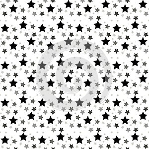 Star seamless pattern. White and grey retro background. Chaotic elements. Abstract geometric shape texture. Effect of