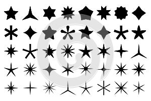 Star shape icons. Rating stars and favorites icon silhouette isolated vector set