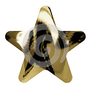 Star shape with Realistic golden texture Vector illustration isolated on white background. Realistic Gold star