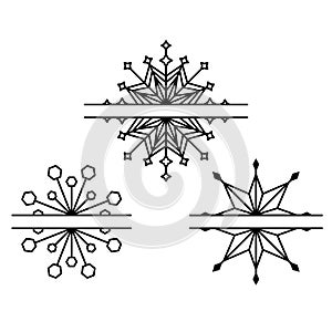 Star shape splitted for text mandala snowflakes line icon design vector