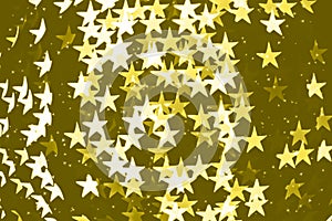 Star shaped blurred yellow bokeh background with sparkles