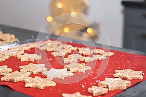 Star shaped homemade baked cinnamon christmas cookies