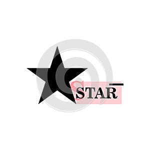 Star shaped logo. Black star on a white background.