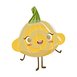 Star Shaped Marrow Cute Anime Humanized Smiling Cartoon Vegetable Food Character Emoji Vector Illustration