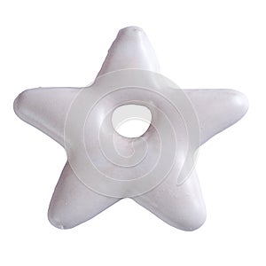 Star shaped polish glazed cookie for christmas tree isolated on white