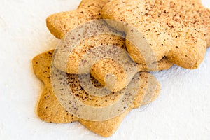 Star-shaped shugar cookies close-up on a white background