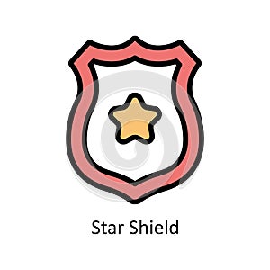 Star Shield vector Filled outline icon style illustration. EPS 10 File