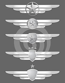 Star shield and wings emblems photo