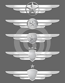 Star shield and wings emblems