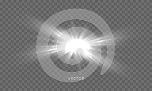 Star shine, sun light glow sparks, vector bright sparkles with lens flare effect. Isolated sun flash and starlight shiny rays