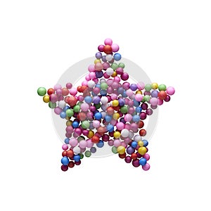 Star sign made of multi-colored balls isolated on a white.