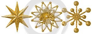 Star Snowflake Christmas Decoration Ornament, Xmas Gold Ornate