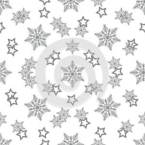 Star and Snowflake Seamless Pattern. Abstract seamless pattern with confetti stars and snowflake. Vector EPS 10.