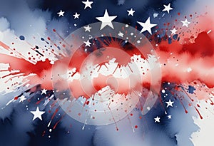 Star-Spangled Watercolor Symphony: Festive Red, White, and Blue Stars for Independence Day photo