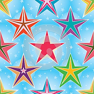 Star stars blue bright seamless pattern