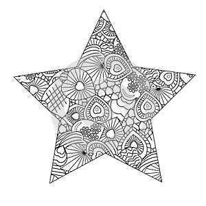 Star-style-collage,-hearts-outline-black-background-white,-vector