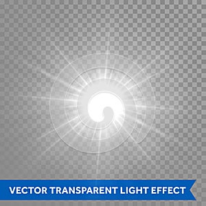 Star sun flash explosion. Ray glow light with lens flare