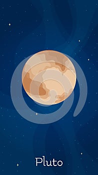 Star system planet Pluto vector illustration.