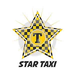Star taxi logotype with checker in yellow and black colors