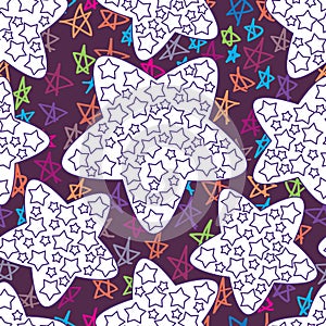 Star theme coloring seamless pattern