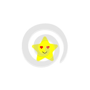 Star toy icon. hert eyes, claws. Cute cartoon kawaii funny baby character. Sea ocean starfish animal. Yellow star. Flat