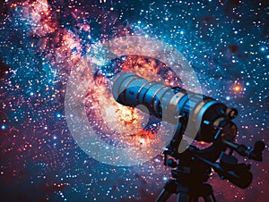 Star Tracker Telescope Pointing Towards the Milky Way The lens blurs with the cosmos