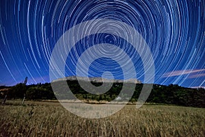Star trail above Ceuse