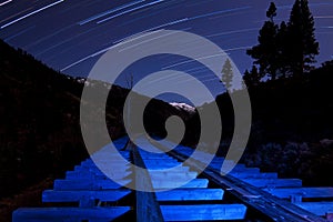 Star Trail and Blue Light Flume