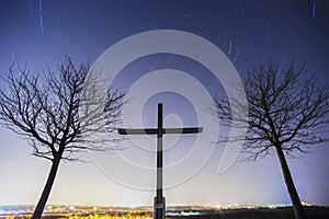 Star Trail and cross on Kronsberg