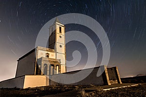Star trail en la Iglesia de las Salinas
