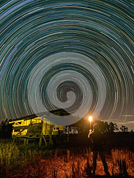 Star trail at the fields