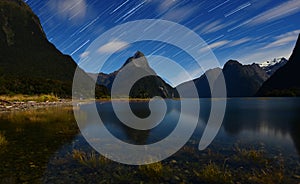 Star trail from Milford sound.