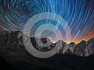 Star Trail on the mountains