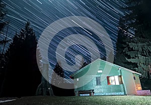 Star trails above Apatisan mountain hut