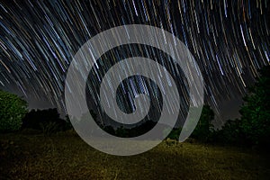 Star trails along the celestial equator