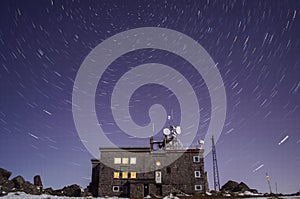 Star trails on Black peak Vitosha Ð¼ountain