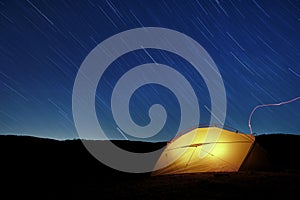 Star Trails On Lighting Tent