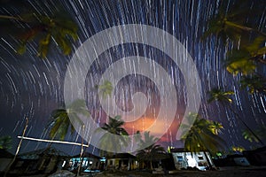 Star trails in the night sky