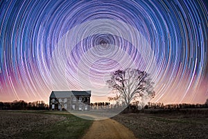 Star Trails over an Abandoned Farm House